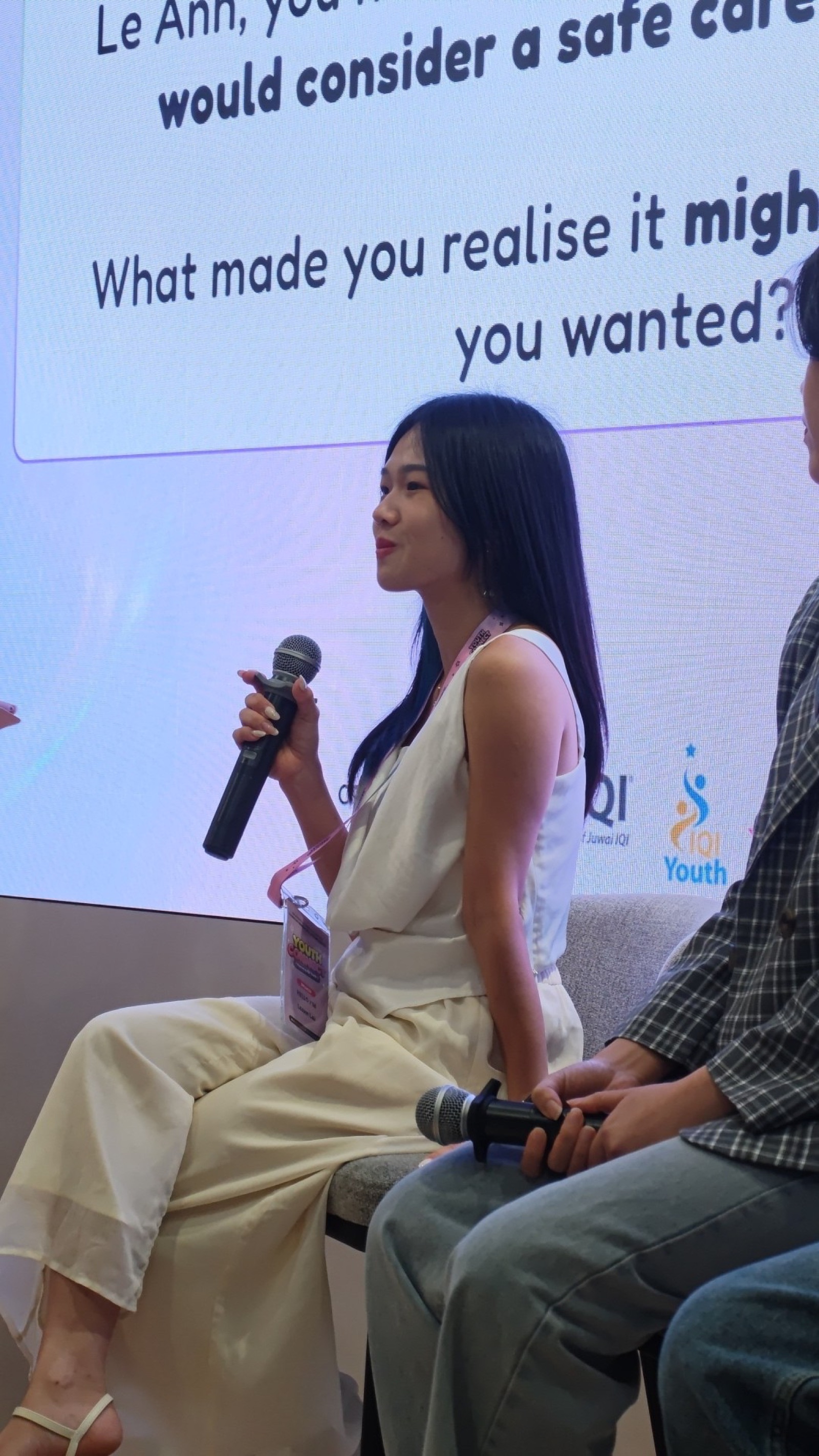 LeAnn Lai answering a question about leaving a safe career at Youth Connect 2026